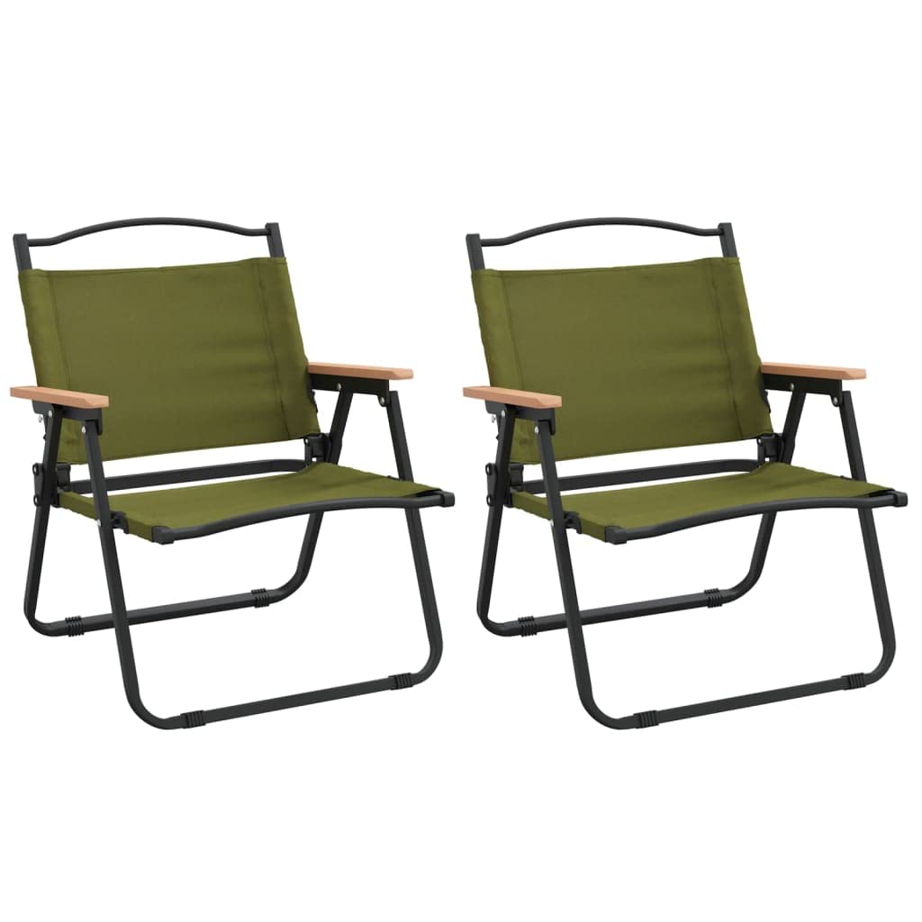 Campingstühle 2er Set Grün 54x43x59 cm Klappstühle aus Oxford-Gewebe und Stahl Klappbar und Leicht für Strand Picknick Angeln Garten und Outdoor-Aktivitäten