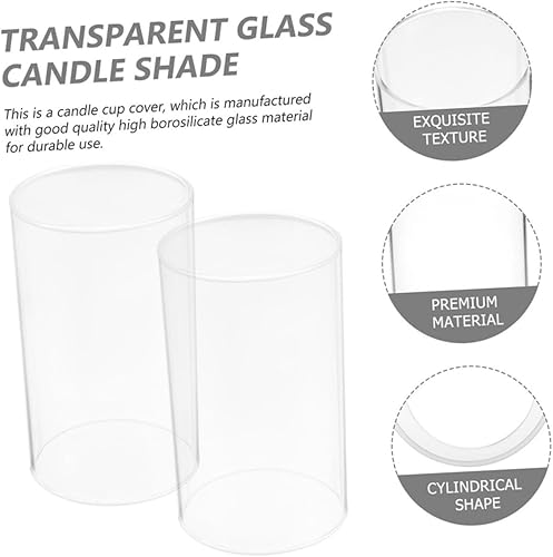 Miniatura 4 de 4 piezas de cubierta protectora de vela de vidrio transparente para velas de pilar, soporte de tubo cilíndrico decorativo para decoración del hogar