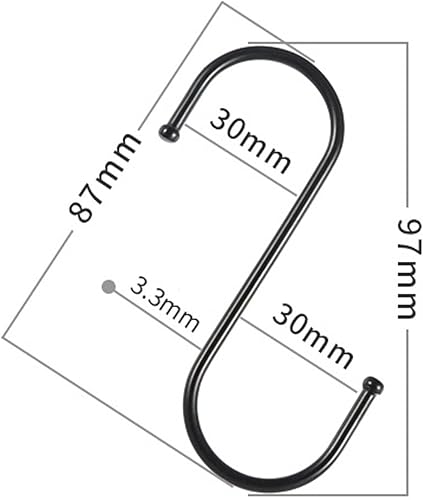 Miniatura 10 de Paquete de 10 ganchos en forma de S para baño, dormitorio, oficina y cocina (negro y pequeño)
