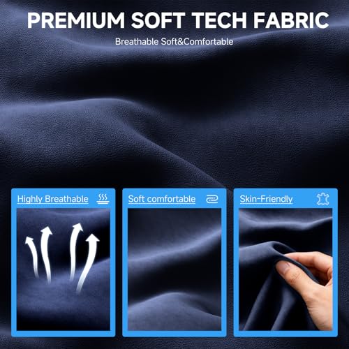 Image of GTPLAYER Gaming Chair,Office Chair with Pocket Spring Lumbar Support, Ergonomic Comfortable Wide Office Desk Computer Chair with Outward Fixed Soft Armrests and Footrest (Fabric, Dark Blue & White)