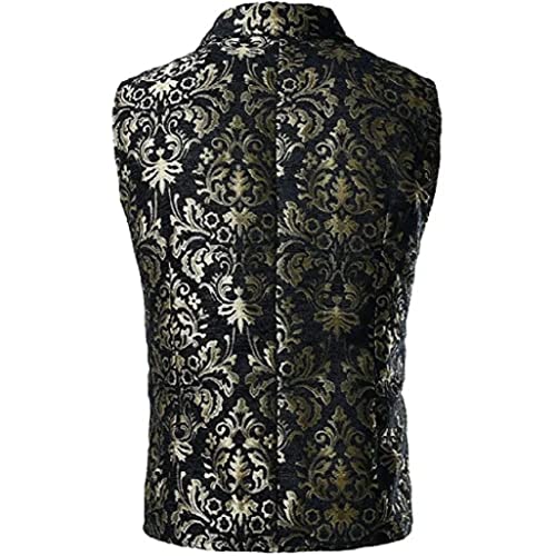 Men's Victorian Gentleman's aristocrat Black/Gold Double Breasted Vest Gothic Steampunk Waistcoat Vest tapestry/casual Vest3