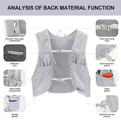 Image of INOXTO Running Hydration Vest Backpack,Lightweight Insulated Pack with 1.5L Water Bladder Bag Daypack for Hiking Trail Running Cycling Race Marathon for Women Men