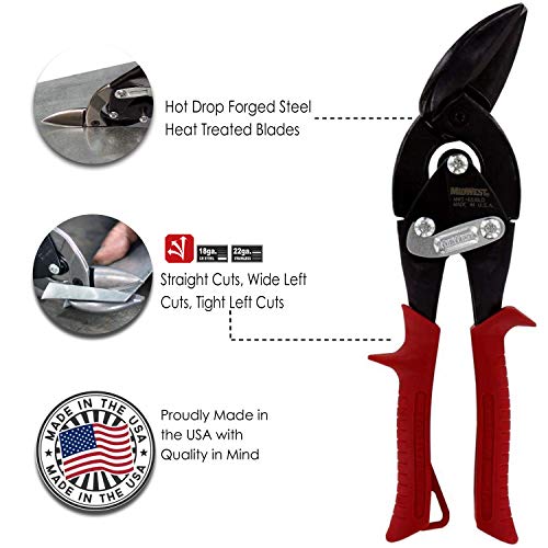MIDWEST Blackout Series Aviation Snip - Left Cut Offset Tinner Shears, Made in the USA - MWT-6510LO - Image 2