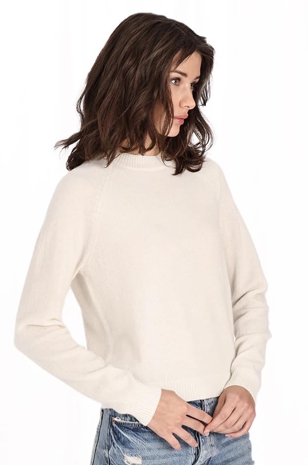 Image of Minnie Rose Womens Long Sleeve Shrunken Crew Cashmere Sweater