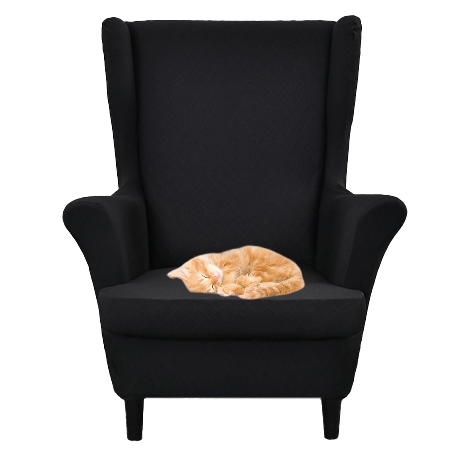 Juego de fundas elásticas para sillón orejero protectora negra 2 uds