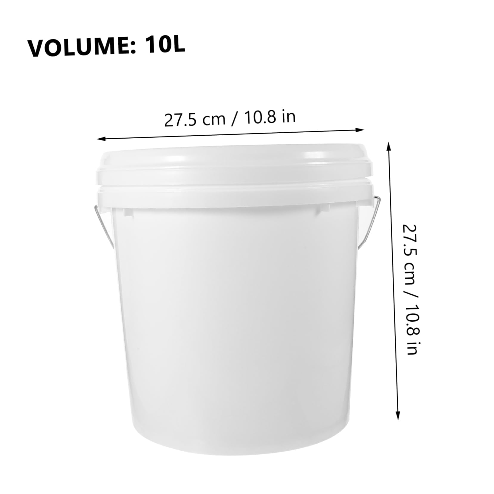 Gadpiparty Secchio per Verniciare da 10l in Hdpe Bianco con Coperchio, Contenitore Leggero per Vernice e Pigmenti
