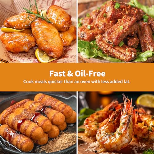 Image of Air Fryer Oven, 6.3Qt Airfryer, 8 Smart Presets for Roasts, Bakes, Broils, View Window, Quick & Oil-Free Healthy Meals, SHAKE Reminder, Recipes, Air Fry Fit for 4-8 People-CT03, Black AA