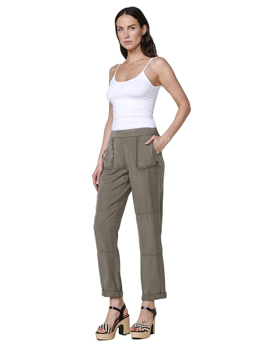 Koroshi Pantalón Mujer Jogger de Lyocell con Cenefa Bordada 2512PT89