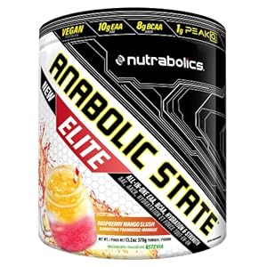 Anabolic State Elite Raspberry Mango Slush 21 servings, EAA, BCAA, Hydration, Pre Post Workout Powder, Support Muscle Growth & Repair,