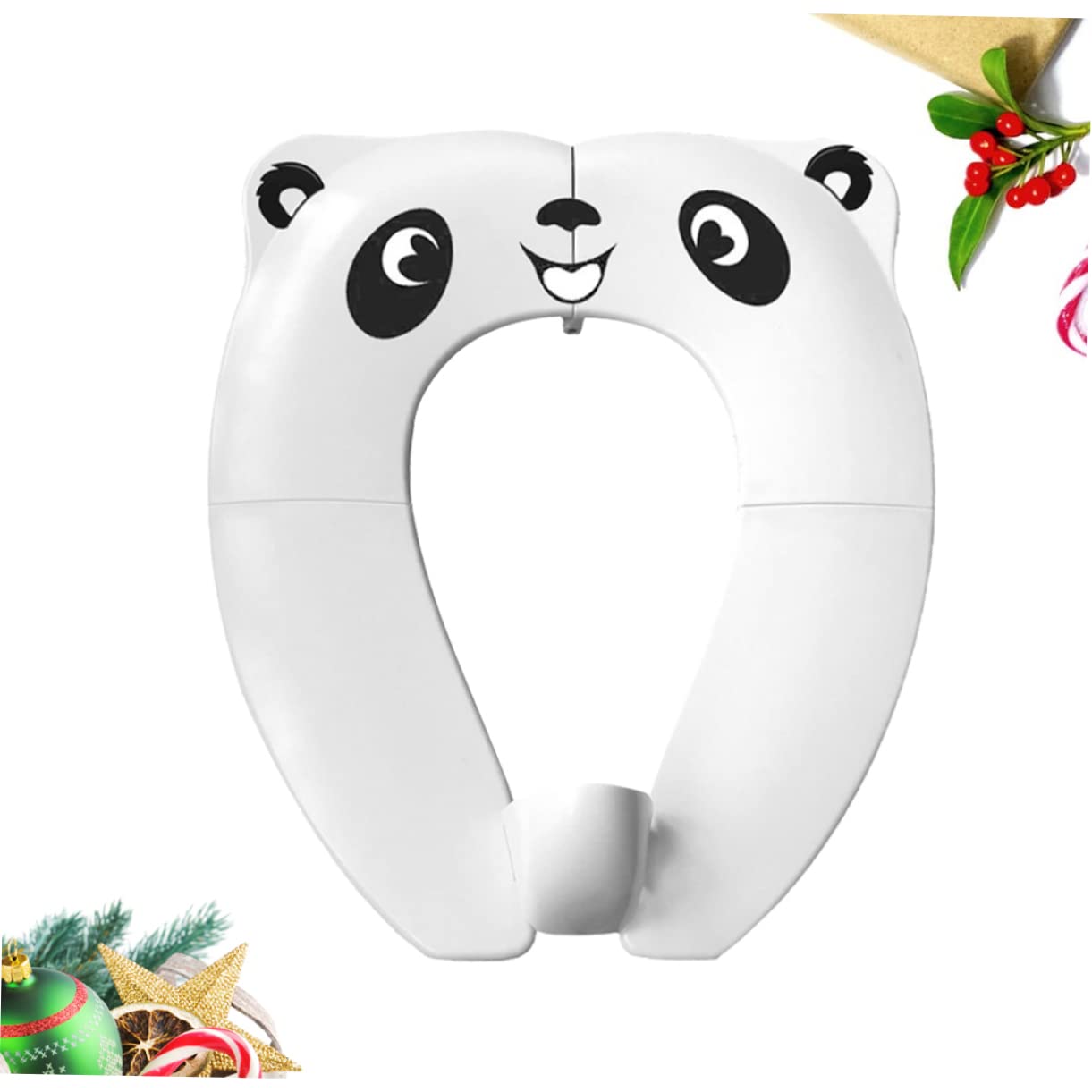 Sedile Wc Pieghevole per Ragazzi, Cerchio Trainer Bianco in Abs | Maniglie Grandi, Design Cartoon Adorabile, per Potty Training, Facile da Afferrare