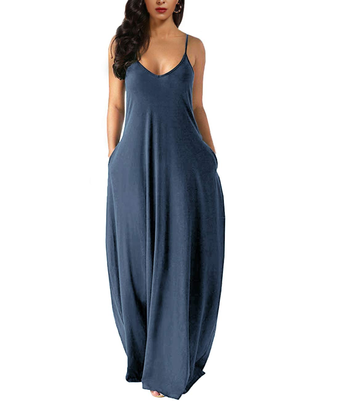 WolddressWomens 2024 Casual Sleeveless Sundress Plus Size Loose Plain Long Summer Beach Maxi Dress with Pockets S-5X