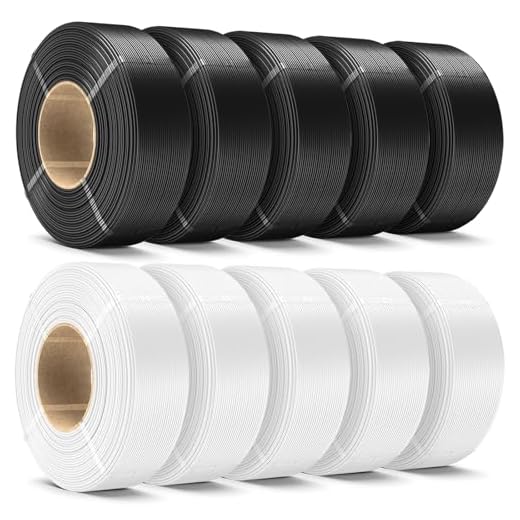 SUNLU 10KG PLA+ Filament Refill 1.75mm, 3D Printer Filament PLA Refill, No-Spool PLA Plus Filament for Reusable Spools Compatible with Bambu Lab Filament, 1KG/Roll 5KG Black and 5KG White
