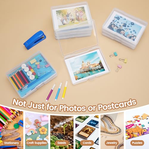 FUJJOL Photo Storage Box 5×7 Inch, 10 Pack Clear Plastic Photo Boxes Storage, Photo Organizers and Storage Containers for Pictures, Cards & Crafts (5 * 7inch-10pcs) - Thumbnail 7