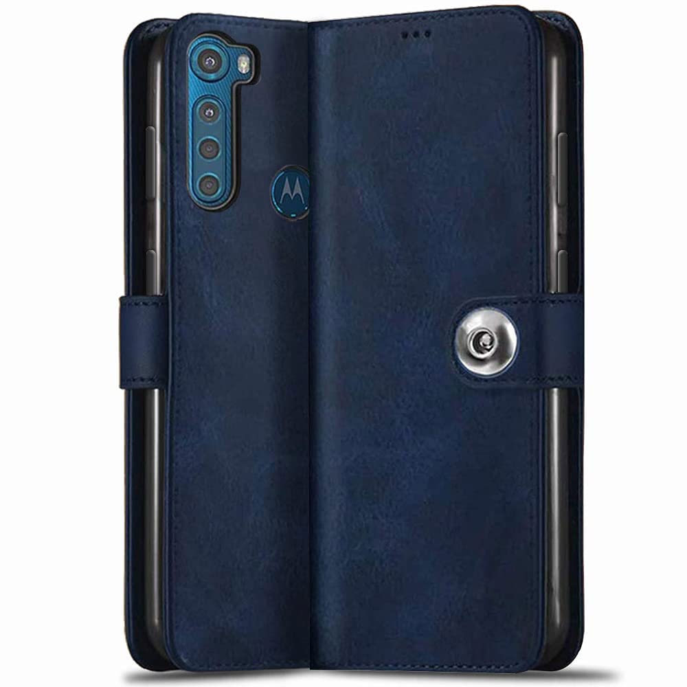 TheGiftKart Flip Cover Back Case for Motorola Moto One Fusion Plus | Genuine Leather Finish | Designer Button | Inbuilt Pockets & Stand | Flip Cover Back Case for Motorola One Fusion Plus (Blue) (B0BSTV9ZRY) Amazon Price History, Amazon Price Tracker