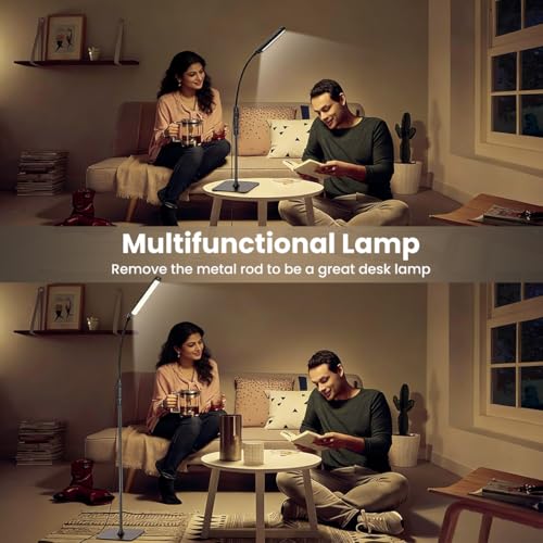 Image of ELEPHANTBOAT 55'' USB Floor Lamp Standing with Controller & Remote, Adjustable 5-Color Dimmable LED Light Bar, 10 Brightness Levels, Flexible Gooseneck Study Lamp for Living Room Bedroom