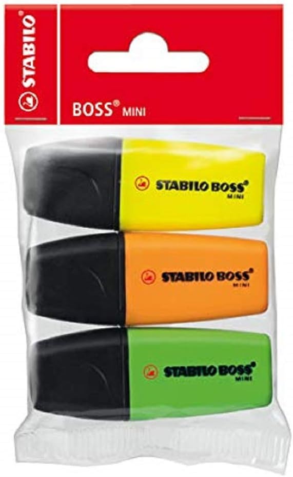 Highlighter STABILO BOSS MINI Pack of 3 yellow, green, orange Highlighters