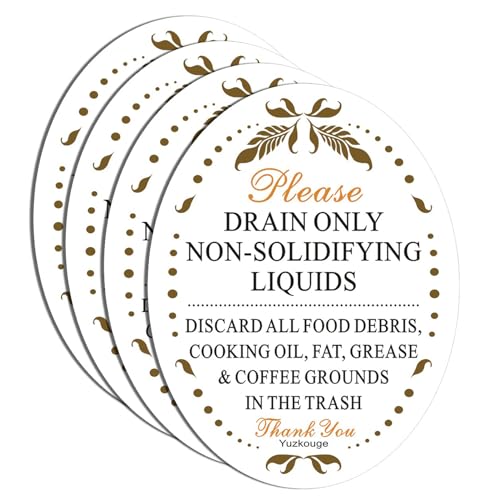 4 Pack Please Drain Only Non-solidifying Liquids Sign, 5” x 4”