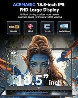 ACEMAGIC 2025 Ordinateur Portable 18.5 Pouces,8000 mah Processeur Twin Lake N150 (jusqu'à 3,6 GHz) 16 Go Ram DDR4 512 Go SSD Extension 2 to, WiFi 5G,Bluetooth 5.0, HDMI, USB3.2,Type-C,Laptop