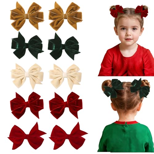 Zimocepuz Lazo de terciopelo para el cabello, pinzas de pelo con lazos de terciopelo para niñas pequeñas, lazos para el cabello de terciopelo para niñas, lazos de Año Nuevo para el cabello, lazos de
