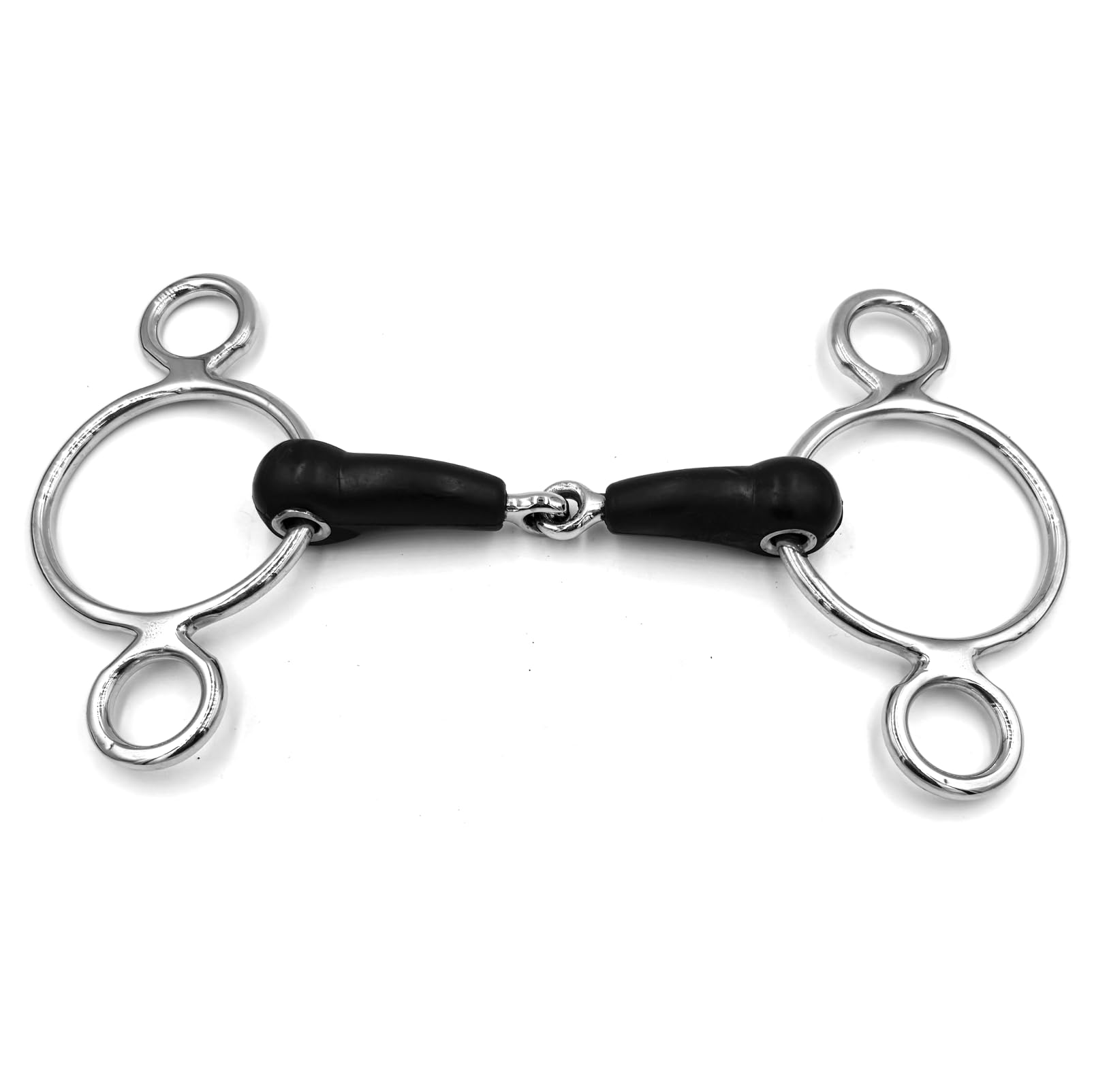 ES0239 Gebiss 3-Ringtrense 3-Ring Gummigebiss Einfach Gebrochen mit Gummi aus Edelstahl Gebissstärke 20 mm (12.5 cm)