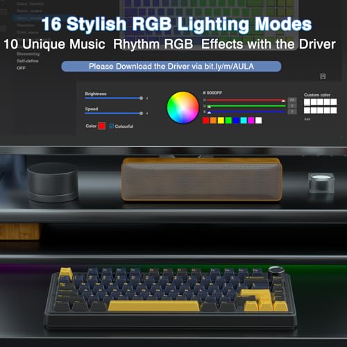 Image of Aula F75 75% Wireless Mechanical Keyboard | Hot Swappable | Pre-lubed Linear Switches | RGB Backlit | 2.4GHz /Type-C /Bluetooth Gaming Keyboard (Thunder Black, Graywood Switch)