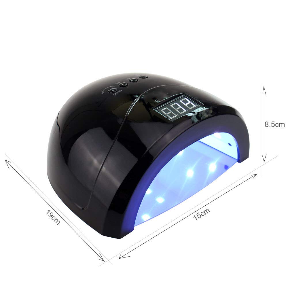 Lampade UV per Unghie in Gel, Kit Unghie in Gel LED, Sensore Intelligente per Essiccatori per Unghie Professionali a Polimerizzazione Rapida, Impostazione Timer a Doppia Sorgente di Luce,Nero