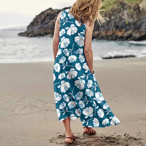 Womens Sleeveless Maxi Sundresses Trendy Casual Off The Shoulder Tank Dress Elegant Floral Smocked Flowy Long Dress3