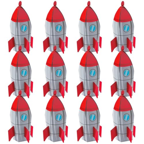 Rocket Ship Space Party Favor Treat Boxes - 12 Piece Pack - Spaceship Birthday Party Supplies