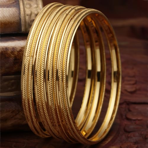 Set of 4 Traditional Dual Toned & Silver Handcrafted Bangles (2.6)