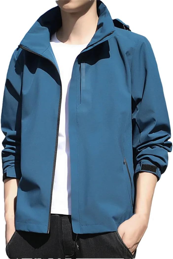 Men's Camping Windbreaker Jacket Male Hooded Zip-Up Coats Spring Youth Windproof Casual Outdoors Coat