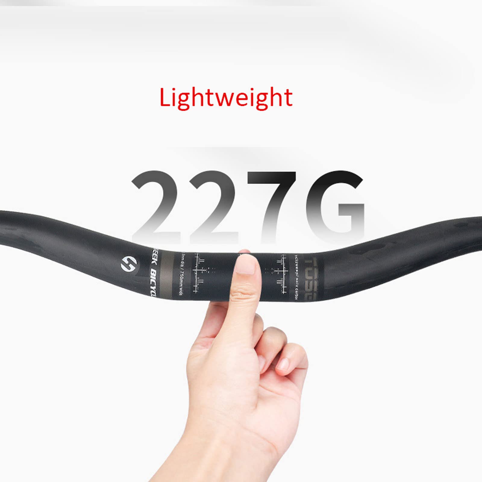 Guidon de VTT en fibre de carbone 31,8 mm Hauteur 15 mm