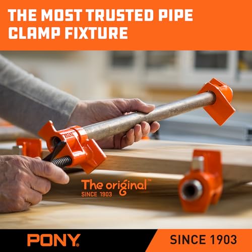 Image of PONY ORIGINAL 2-Pack 50 Wood Gluing Pipe Clamp Fixture for 3 /4 Inch Black Pipe
