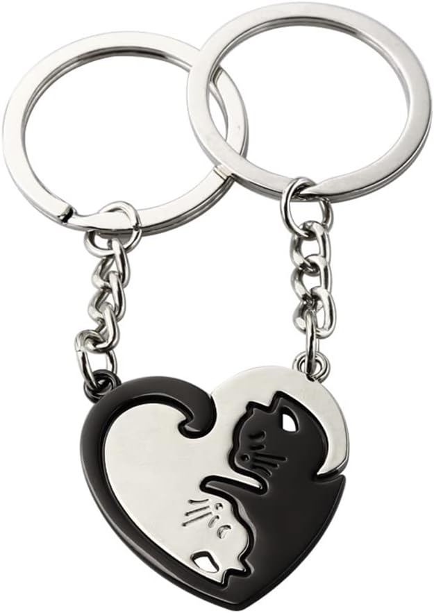 Cat Matching Keychains for Couples Gifts for Boyfriend Girlfriend Wife