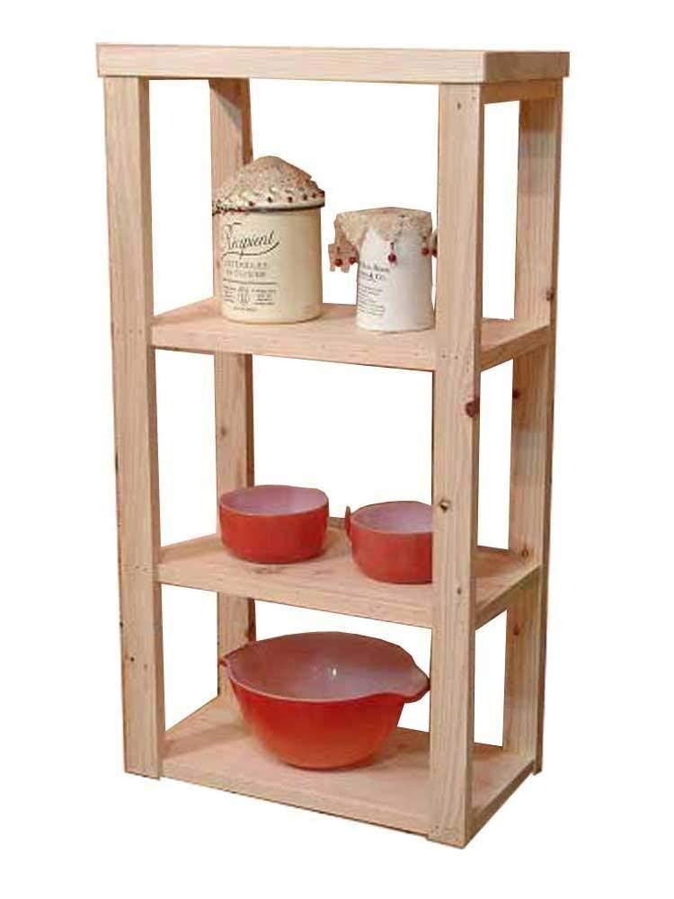 Amazon｜三段ラック 背板なし w45d24h84cm 無塗装白木 3段 木製