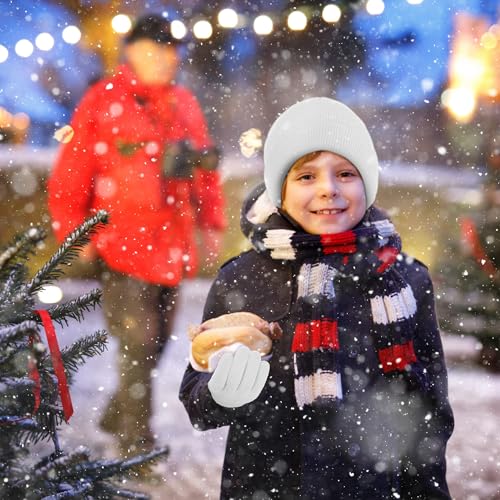 Image of Cooraby 6 Pack Kid's Winter Beanies Hat Full Fingers Gloves Set Skull Winter Caps Stretchy Gloves for Boys Girls