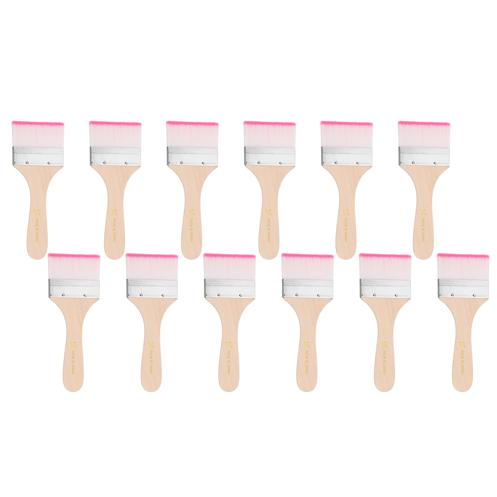 PATIKIL 12 Pcs Paint Brush Set, 165mm Nylon Bristle Flat Brushes with Wooden Handle DIY Art Painting Supplies for Acrylic Oil Watercolor Painting Wall Door Trim Paint, #10 Red/White