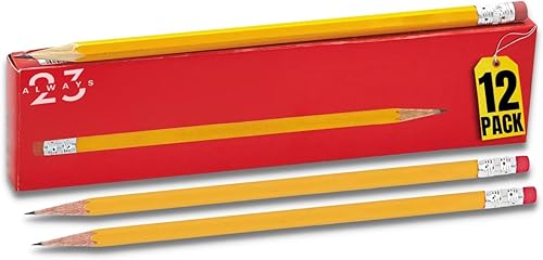 Lápices de madera, amarillos, preafilados, lápices con borradores, 2 HB, paquete de 12 disponible en Yaxa El Salvador