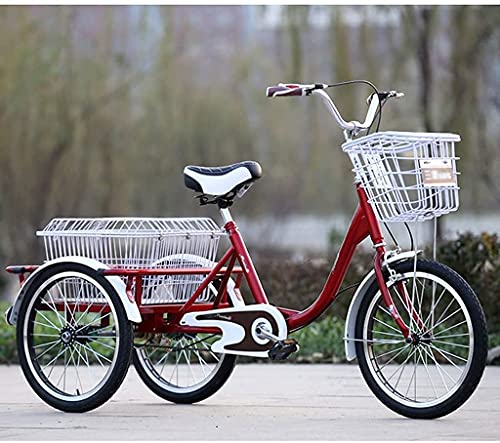 XBR Dreirad für Erwachsene mit Korb,Dreirad für Erwachsene 20 Zoll 3 Dreiradfahrrad mit Doppelbremssystem Manpower Fahrräder mit Gepäckkorb zum Einkaufen – Bild 3