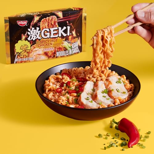 Image of Nissin Geki Chili Infused Asian Noodles, Spicy Hot Chicken (Pack of 20) | Chili Infiused Asian Noodles