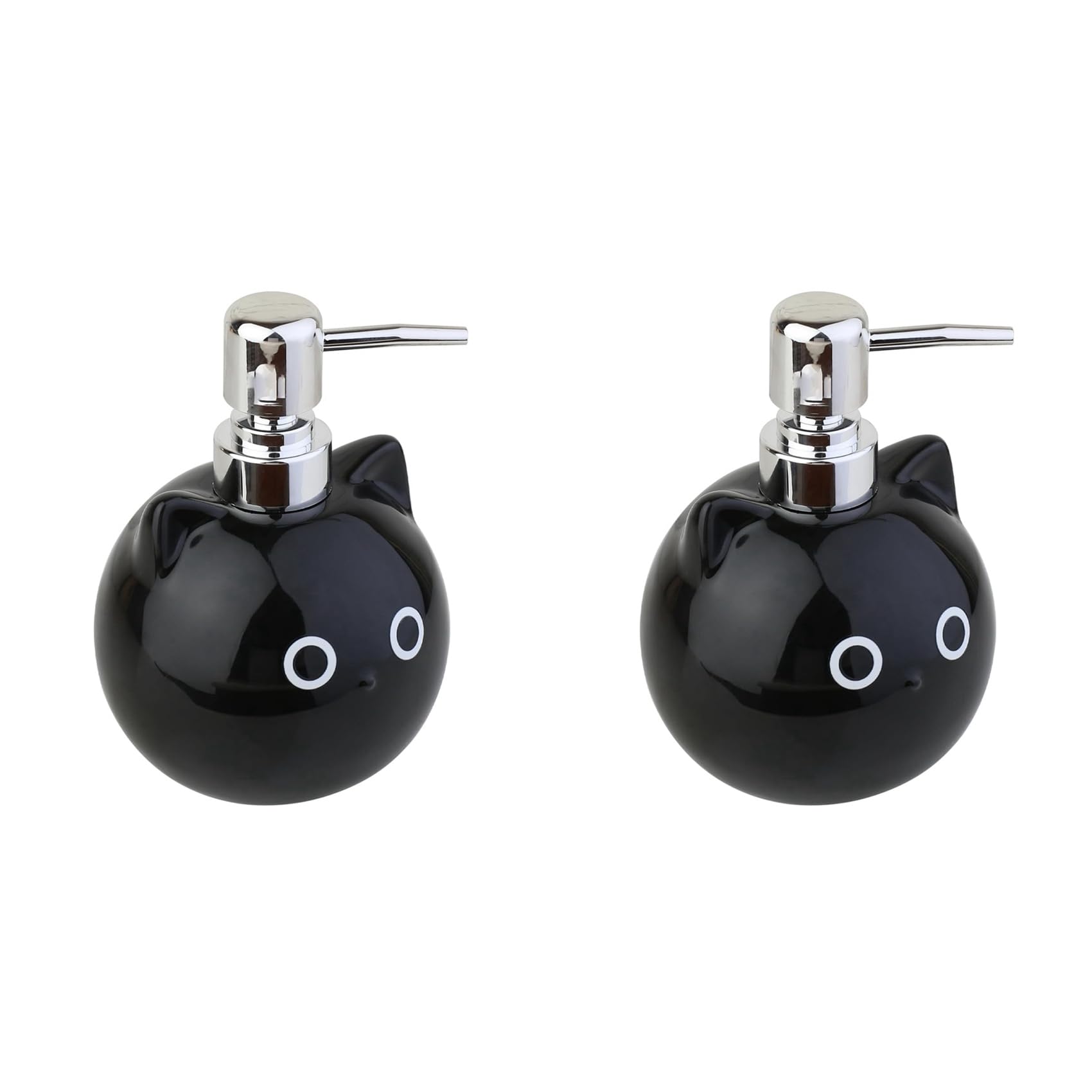 Hndhbfgrt 2X Ceramic Cat Soap Dispenser Lotion/Shower Gel Dispenser Cute Animal Hand Soap Dispenser Pressable Lotion Dispenser