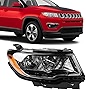 FIONE Headlight Assembly Compatible with 2017-2022 Jeep Compass Replacement Halogen Headlamps Right Passenger Side 55112706AE CH2503295 DOT Certification RH