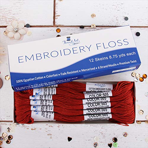 Image of 12 Skeins ThreadArt Cotton Embroidery Floss, Rust | Long fiber cotton embroidery floss for cross stitch, hand embroidery and bracelets. Six-strand floss separates easily.