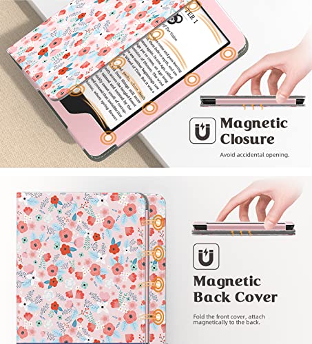 Image of MoKo Case for All-New 6 inch Kindle(11th Generation, 2024 /2022 Release) /(10th /8th Gen, 2019 /2016), Ultra Lightweight PU Shell Cover with Auto Wake /Sleep for Kindle 2024, Spring Pink