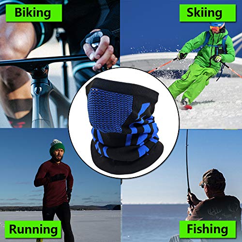 Winter Neck Warmer, Neck Gaiter Face Mask Scarf for Men Women Cold Weather Skiing Running Cycling Breathable Windproof (Blue)