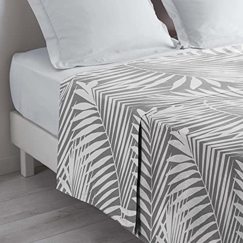douceur d'intérieur, Drap Plat (240 x 300 cm) Botania Gris, 100% Coton