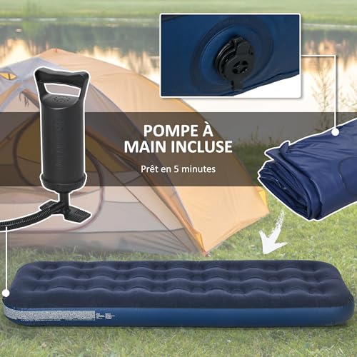 Matelas gonflable de camping Outsunny léger et facile à gonfler pour voyager - 4
