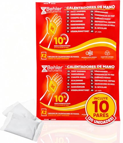 Behler   Pack de 10 Pares de Calentadores de Mano   Activados por Aire   Hasta 10 horas   Calentador de manos   Ideal para Guantes, Bolsillos o sostener en manos en Deportes al Aire Libre
