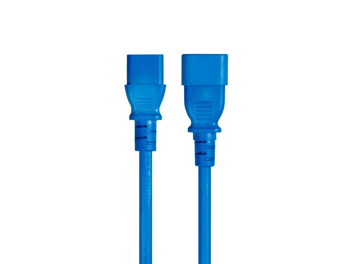 Monoprice Extension Cord - 1 Feet - Blue | IEC 60320 C14 to IEC 60320 C13, 16AWG, 13A/1625W, 125V, 3-Prong, SJT, for Computers, Servers, Monitors- Pack of 1