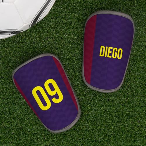 Wanapix | Espinilleras Personalizadas de Fibra de Carbono | con Foto y Texto | 11x12,5 cm | para niños y Adultos | Barcelona