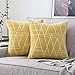 MIULEE 2 Piezas Fundas de Cojines para sofá Gamuza Sintética Almohada Caso de Diseño Geométrico Decorativas Fundas Cojines para Habitacion Juvenil Sofá Comedor Cama 50x50cm Amarillo